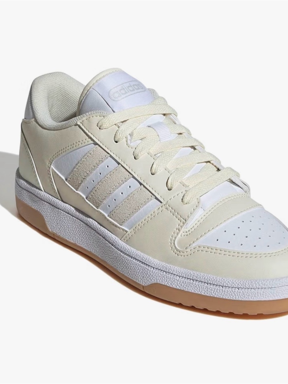 ADIDAS Cream & White Low-Top Sneaker with Gum Outsole